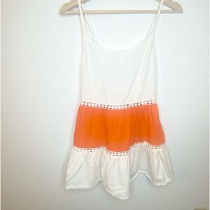 Beautiful cream & orange top/dress could be handmade.  No tag.